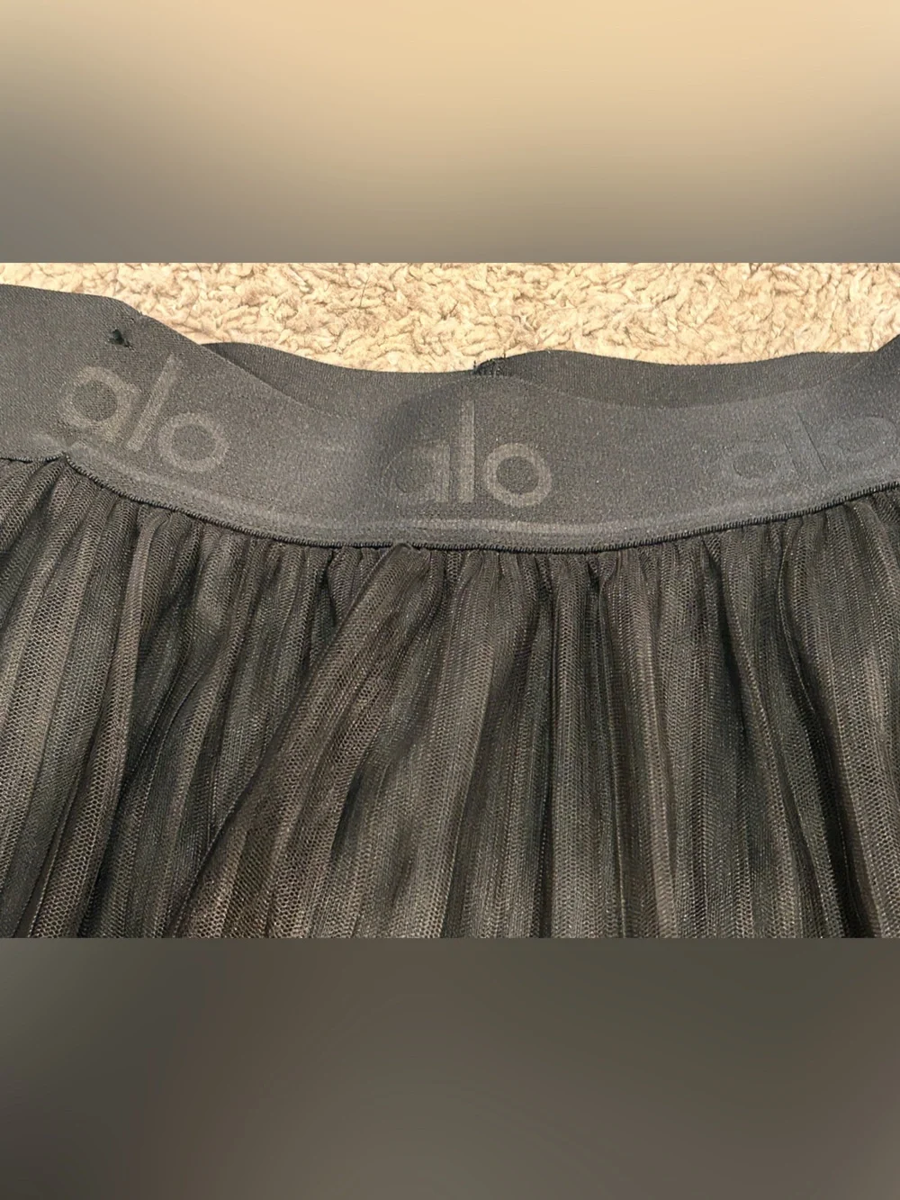 ALO Yoga Black Pleated Mesh Mini Skirt XS